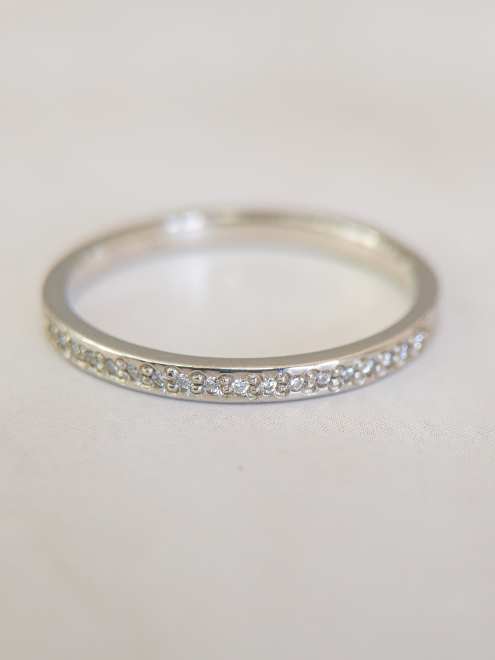 Rebecca Overmann 14K White Gold Diamond Pave Half-Eternity Band Sz 6.75